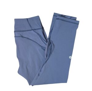Lululemon Run: Inspire Crop II High Rise Blue Mesh Panel Leggings Size 6
